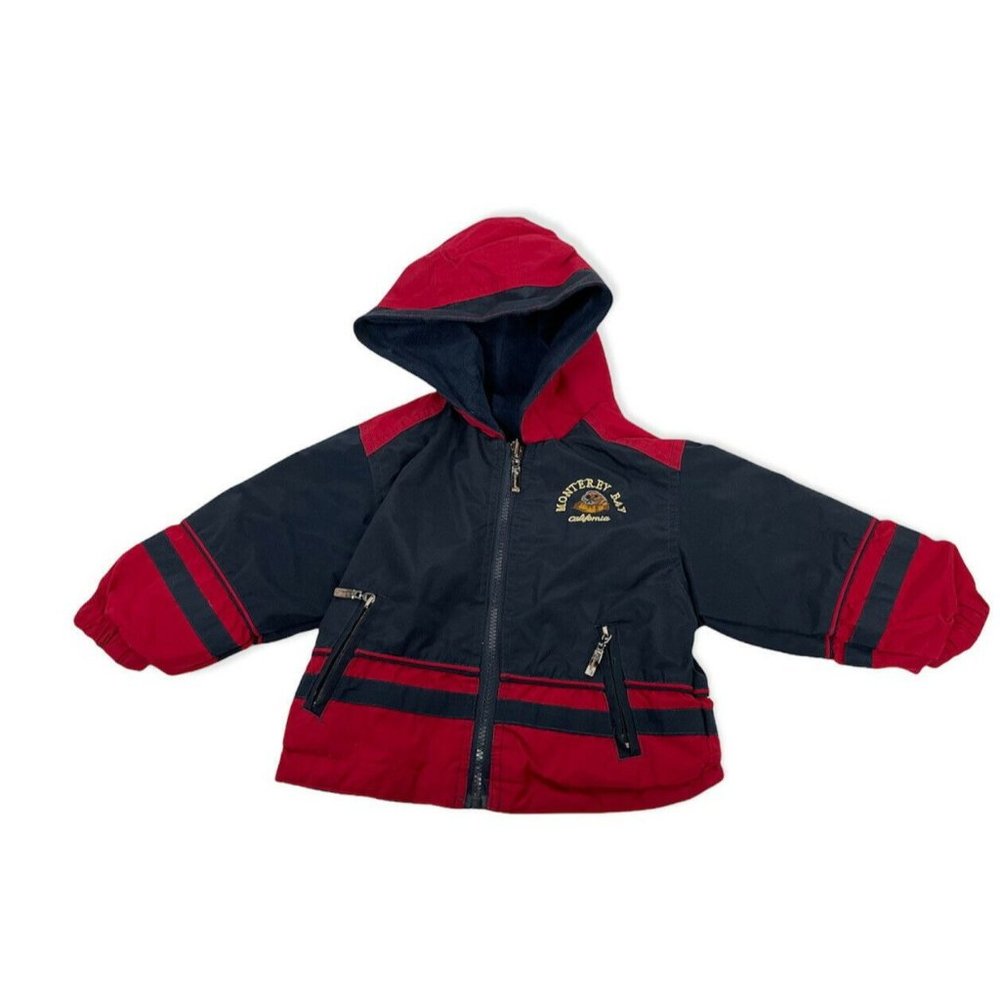 Monterey Bay CA Otter Toddler Boy Girl Blue Red  Reversible Jacket XS 2 3  2T 3T
